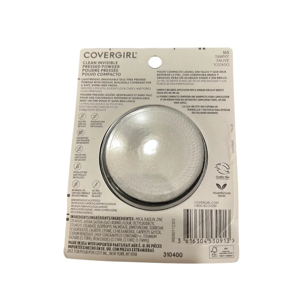 COVERGIRL Clean Invisible Pressed Powder 165 Tawny 11g 038oz Talc Fragrance Free